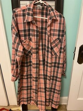 Sans Souci Pink and Gray Plaid Utility Shacket